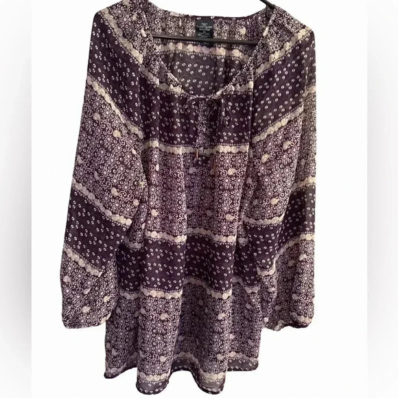 FADED GLORY Sheer Tunic Size 2X Purple Ladies - Picture 1 of 3